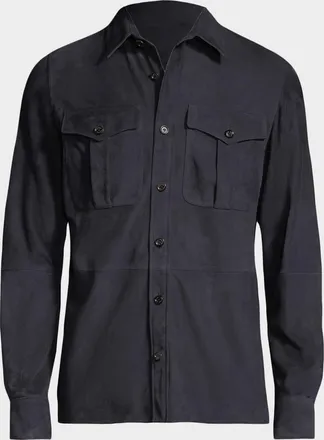 Ralph Lauren Purple Label Men & apos;s Lux Suede Flap-Pocket Overshirt