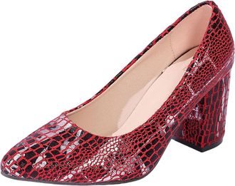 Generic Wine Ladies Shallow Mouth Heels with Round Toe and Chunky Heel for All Day Comfort and Casual Style