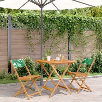 vidaXL Vidaxl - Juego De Bistro De 3 Piezas Tela Madera Maciza Estampado Hojas