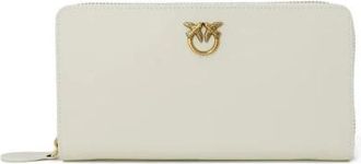 Pinko Love Birds Zip Wallet - Dames - Portefeuilles - Beige - ONE Size - Leer - Accessoires