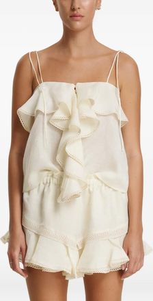 Pinko ruffled trim top - Neutrals