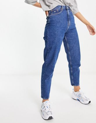 Tommy Jeans Mom jeans a vita ultra alta lavaggio medio-Blu