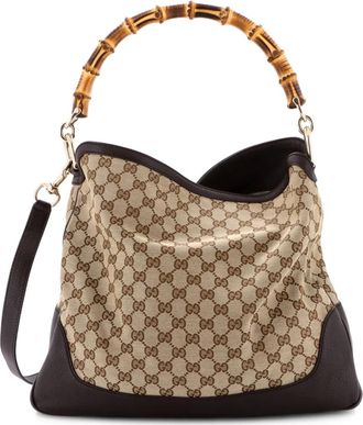 Gucci Diana Bamboo Shoulder Bag GG Canvas Medium hobo bag - Bruin