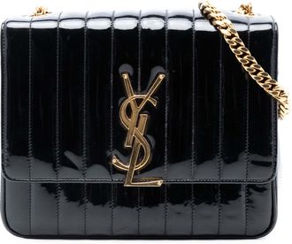 Saint Laurent Pre-owned Womens Large Patent Vicky Crossbody - Black Leather - One Size