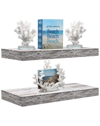 Sorbus Rustic Wood Hanging Rectangle Wall Shelves