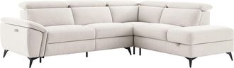Vente-Unique Sof&aacute; rinconera derecha relax el&eacute;ctrico en tejido jaspeado beige CADILO