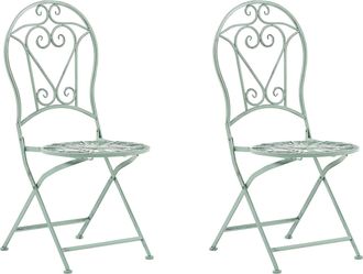 Beliani Beliani - Conjunto De 2 Sillas Para Exteriores Con Adornos Vintage De Metal Con Revestimiento En Polvo Verde Trento