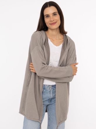 Zwillingsherz Jerseymantel ZWILLINGSHERZ Positive Mind, Damen, Gr. L/XL, braun (fango), Jersey, Obermaterial: 70% Baumwolle, 30% Polyester, unifarben, comfort fit h