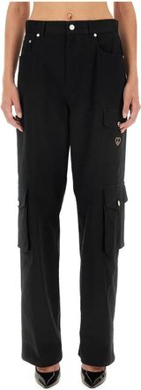 Moschino Pantalone - Dames - Straight fit broeken - Zwart - M - Broeken