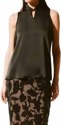 Joseph Ribkoff Satin Sleeveless Keyhole Top In Black