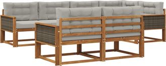 vidaXL Conjunto De Sof&aacute;s De Exterior 8 Uds. Natural Y Gris Claro Vidaxl
