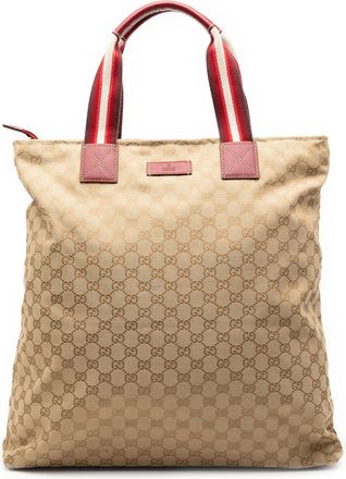 Gucci Pre-owned Womens Gg Canvas Web Tote - Beige Textile - One Size