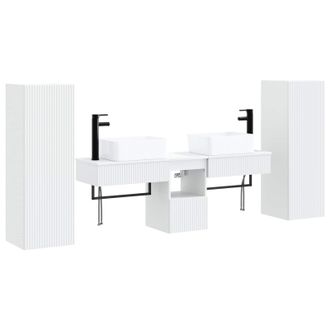 vidaXL Set Di Mobili Per Il Bagno 5 Pz Bianco 202 X 35 X 100 Cm Vidaxl