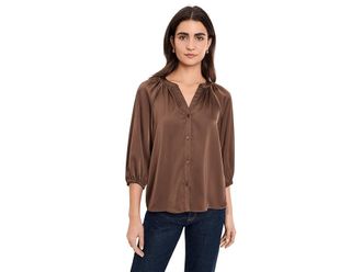Vince Camuto Raglan Sleeve Button-Down Blouse Womens Clothing Cocoa : XL, Down/Polyester