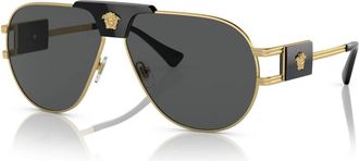 Versace Metalen zonnebril - Heren - Zonnebrillen - Geel - 63 MM - Accessoires
