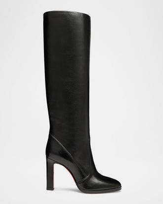 Santoni Andy Leather Stiletto Knee Boots