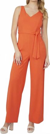 Frank Lyman Design Belted Sleeveless Jumpsuit In Orange