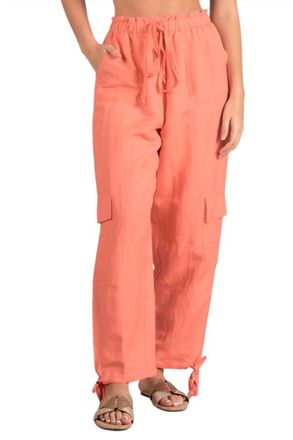 Elan Drawstring Cargo Pants In Coral