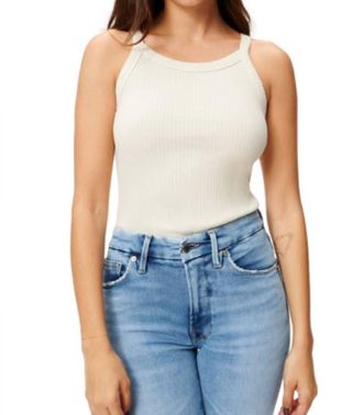 Good American Chunky Rib Tank Bodysuit In Bone