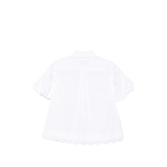 Simone Rocha Scalloped Puff Sleeve Cotton Shirt - White