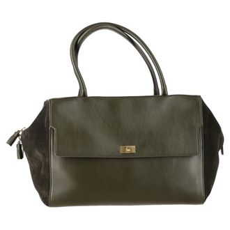 Anya Hindmarch Anya Hindmarch Grote Seaton Schoudertas in Olijfleer en -su&egrave;de