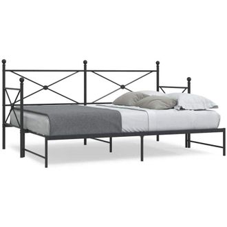 vidaXL Divano Letto Estraibile senza Materasso Nero 75x190 cm Acciaio - Vidaxl