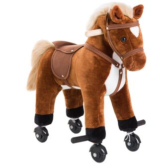 OEM Caballito Infantil +2 A&ntilde;os Caballo Con Ruedas Sonidos De Relincho Palos Pedales 55x23x60 Cm Marr&oacute;n
