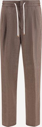 Brunello Cucinelli Herringbone linen and wool Pants Male 54