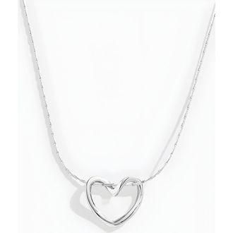 Mint & Lily Open Heart Necklace in Silver at Nordstrom, Size 16