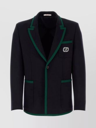 Valentino Garavani tailored cotton blend blazer with back slit and sharp lapels