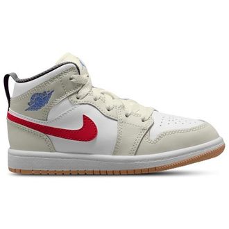 Nike Jordan Boys AJ 1 Mid - Preschool Basketball Shoes White/Sail/Phantom Size 11.0
