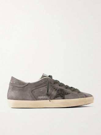 Golden Goose Sneakers In Camoscio Con Applicazione Super Star - Grigio