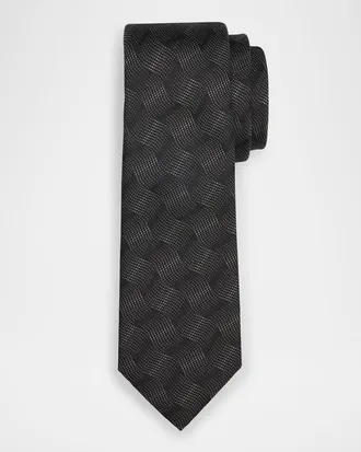 Emporio Armani Men & apos;s Wave Jacquard Silk Tie