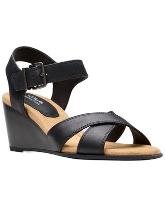 Clarks Emmalae Iris Leather Wedge Sandal
