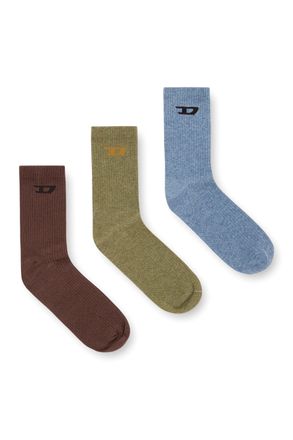Diesel Three-pack ribbed socks with D logo - Socks - Man - Multicolor