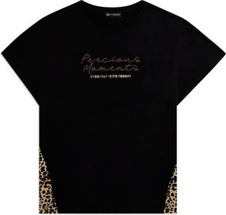 Freddy T-shirt Manica Corta con Inserti Animalier e Dettagli in Borchie