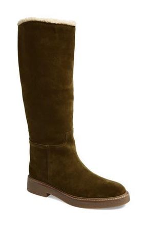 Jeffrey Campbell Zabini Faux Shearling Lined Knee High Boot in Khaki Suede Combo at Nordstrom Rack, Size 6.5
