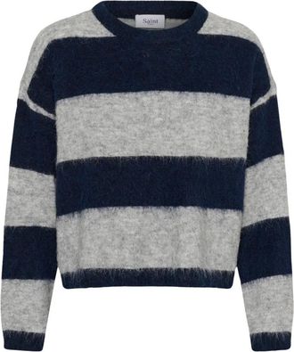 Saint Tropez Mila SZ R-Neck Pullover - Dames - Ronde hals truien - Blauw - XS - Leer - Truien & Vesten