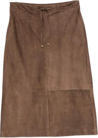 Max Mara Drawstring-waist Suede Skirt