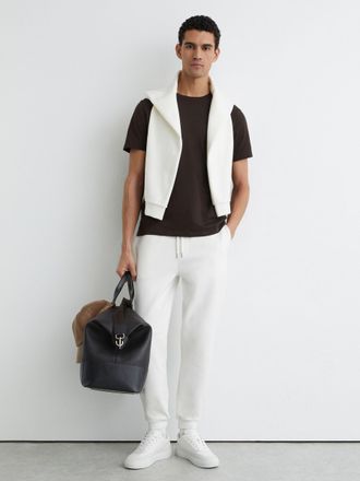 Reiss White Cotton-blend Brushed Ribbed Joggers, XL