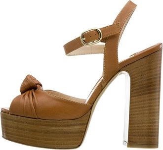 Roberto Festa Milano Leren Sandalen met Hoge Hak - Dames - Sandalen met hakken - Beige - 35 EU - Leer - Schoenen