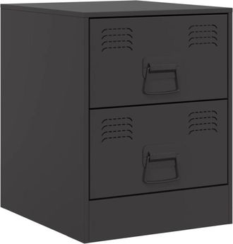 vidaXL Mesita de noche acero negra 34,5x39x44 cm Vidaxl