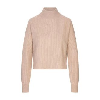 Max Mara Truien & Vesten, Dames, Beige, L, Wol, Fufy Ribgebreide Trui met Opstaande Kraag
