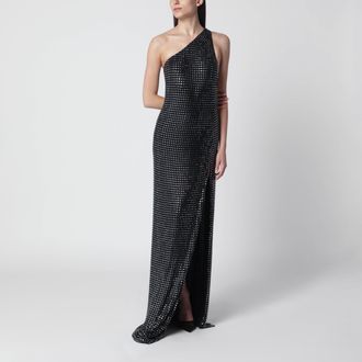 Gucci Long jersey dress with crystal embroidery in black