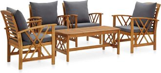 vidaXL Juego De Jard&iacute;n De 5 Piezas Con Cojines Madera Maciza De Acacia Vidaxl