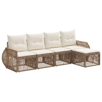 vidaXL Conjunto De Sof&aacute;s De Jard&iacute;n 5 Pcs Beige Y Blanco Crema Vidaxl