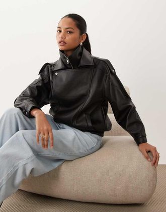 Cotton On giacca biker nera-Nero