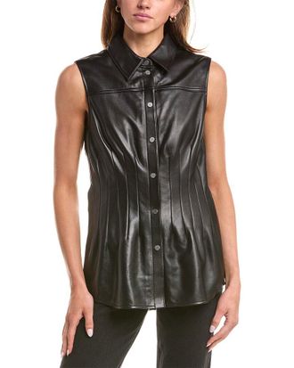 Helmut Lang Darted Leather Top