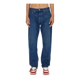 Off-white Arr Tab Zip Det Skate Jeans - male - Off White - Straight Fit Jeans - Blue - W32 - Jeans