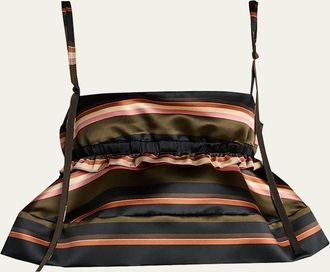 sacai Horizontal Striped Sleeveless Crop Peplum Top